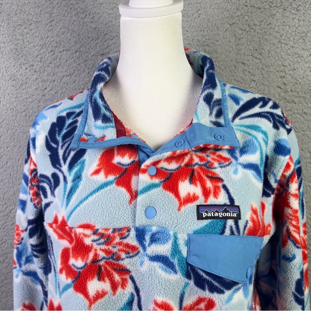 Patagonia Synchilla Sweater Womens Medium Multi Floral Snap T Fleece Pullover - Picture 2 of 14